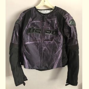 ICON Women's Overlord Type 1 Armored Textile Jacket in Black Purple Size XL